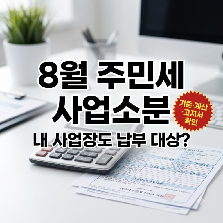 2026년 주민세 사업소분 완벽 총정리 8월 신고납부 기준 개인 및 법인 계산법 고지서 확인법